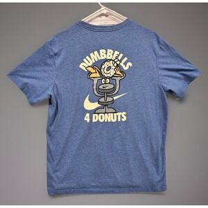Nike Mens Dumbbells 4 Donuts T Shirt L Blue Dri Fit 2 Sided Active Gym Workout
